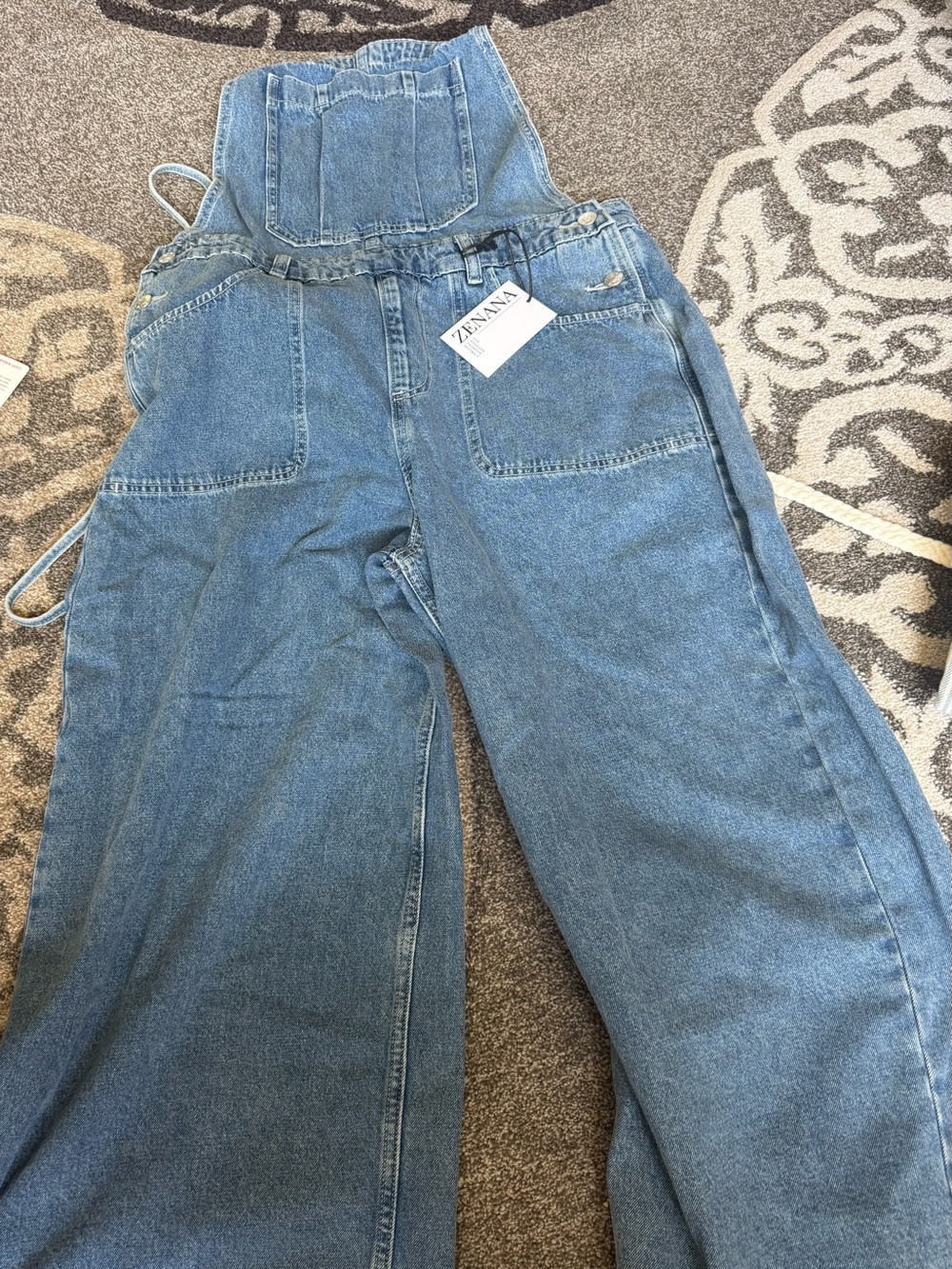 Zenana Outfitters Light Blue Denim Overalls with Wide Legs